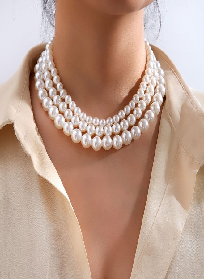 Peutlhomy Pearl Layered Necklaces for Women - Multi-Strand & Bridal Choker Necklace for Wedding Party Jewelry - Image 2